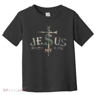 Jesus Saved My Life Army Camo Toddler T-Shirt