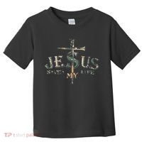 Jesus Saved My Life Army Camo Toddler T-Shirt thumb 0