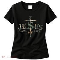 Jesus Saved My Life Army Camo Women's T-Shirt thumb 0
