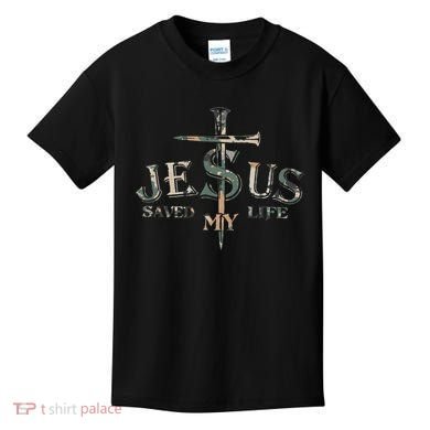 Jesus Saved My Life Army Camo Kids T-Shirt