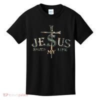 Jesus Saved My Life Army Camo Kids T-Shirt thumb 0