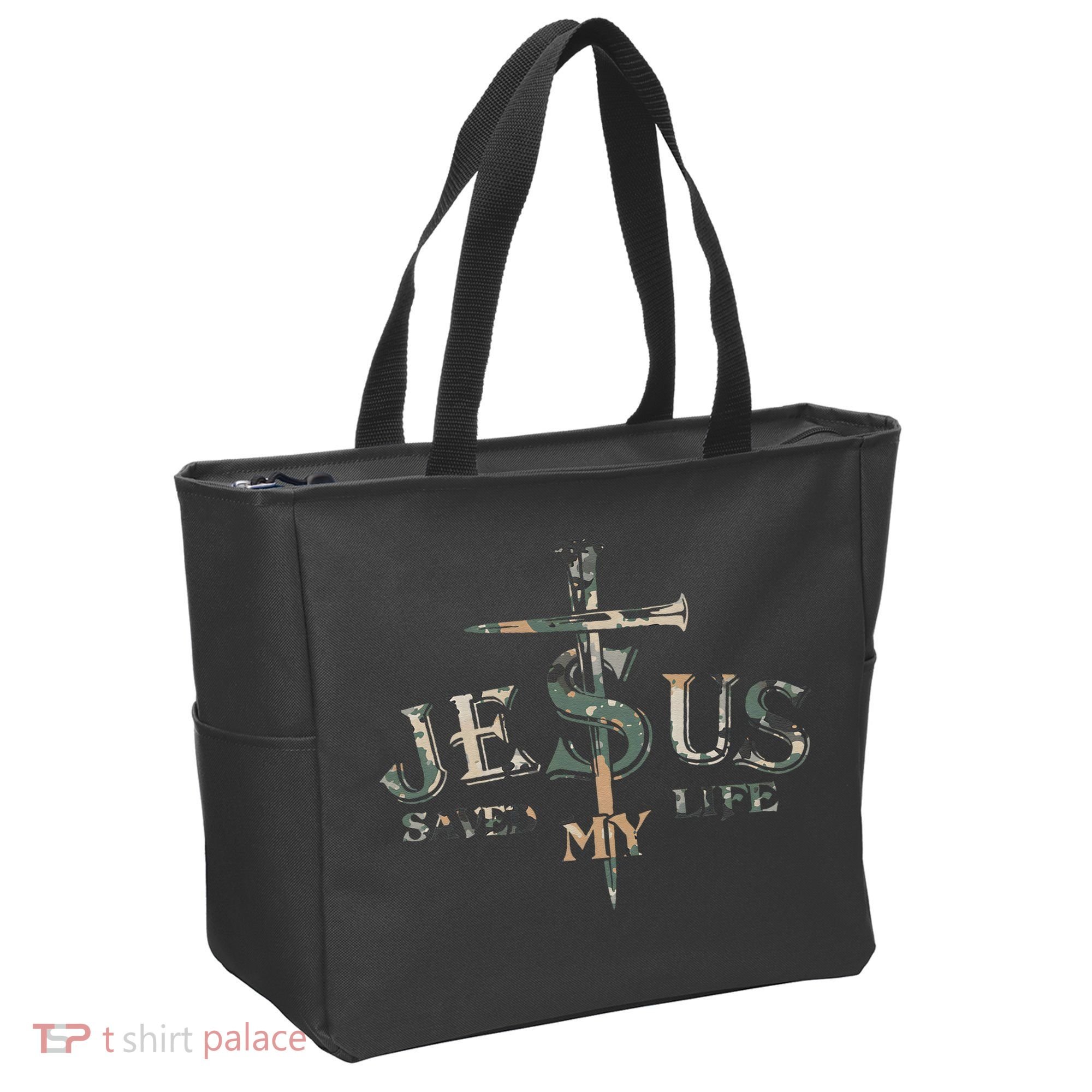 Jesus Saved My Life Army Camo Tote Bag