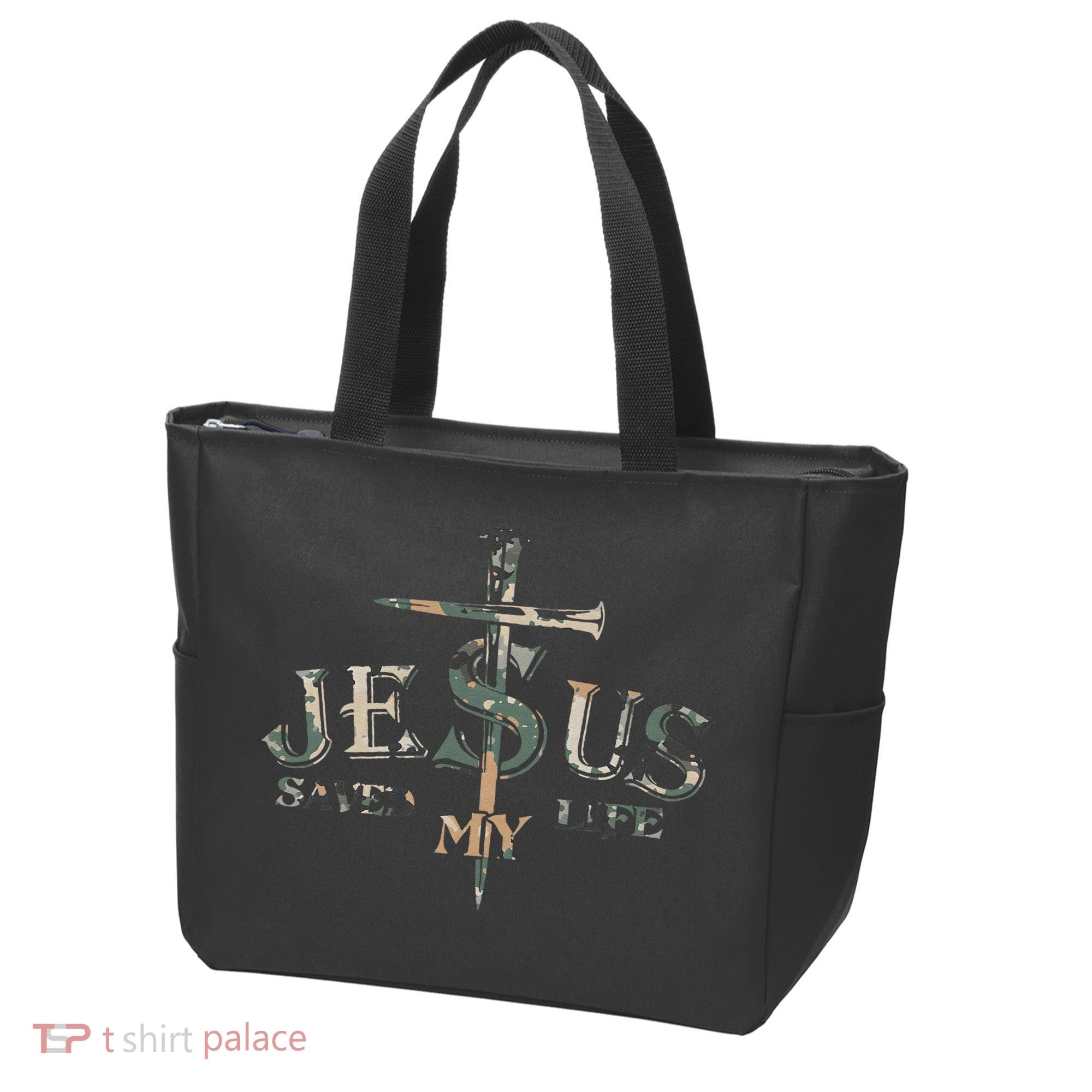 Jesus Saved My Life Army Camo Tote Bag