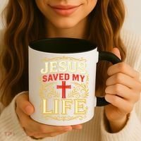 Jesus Saved My Life Bold Art Christian Faith Statement Coffee Mug thumb 3