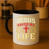 Jesus Saved My Life Bold Art Christian Faith Statement Coffee Mug thumb 4