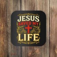 Jesus Saved My Life Bold Art Christian Faith Statement Coaster thumb 0