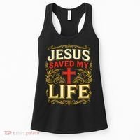 Jesus Saved My Life Bold Art Christian Faith Statement Women's Tank Top thumb 0