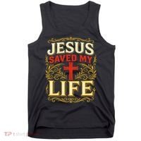 Jesus Saved My Life Bold Art Christian Faith Statement Tank Top thumb 0