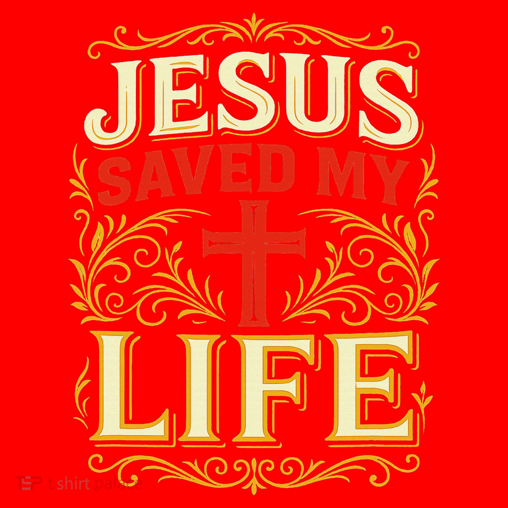 Jesus Saved My Life Bold Art Christian Faith Statement Santa Hat