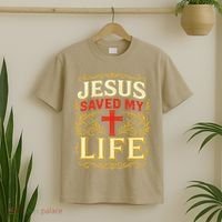 Jesus Saved My Life Bold Art Christian Faith Statement T-Shirt thumb 2