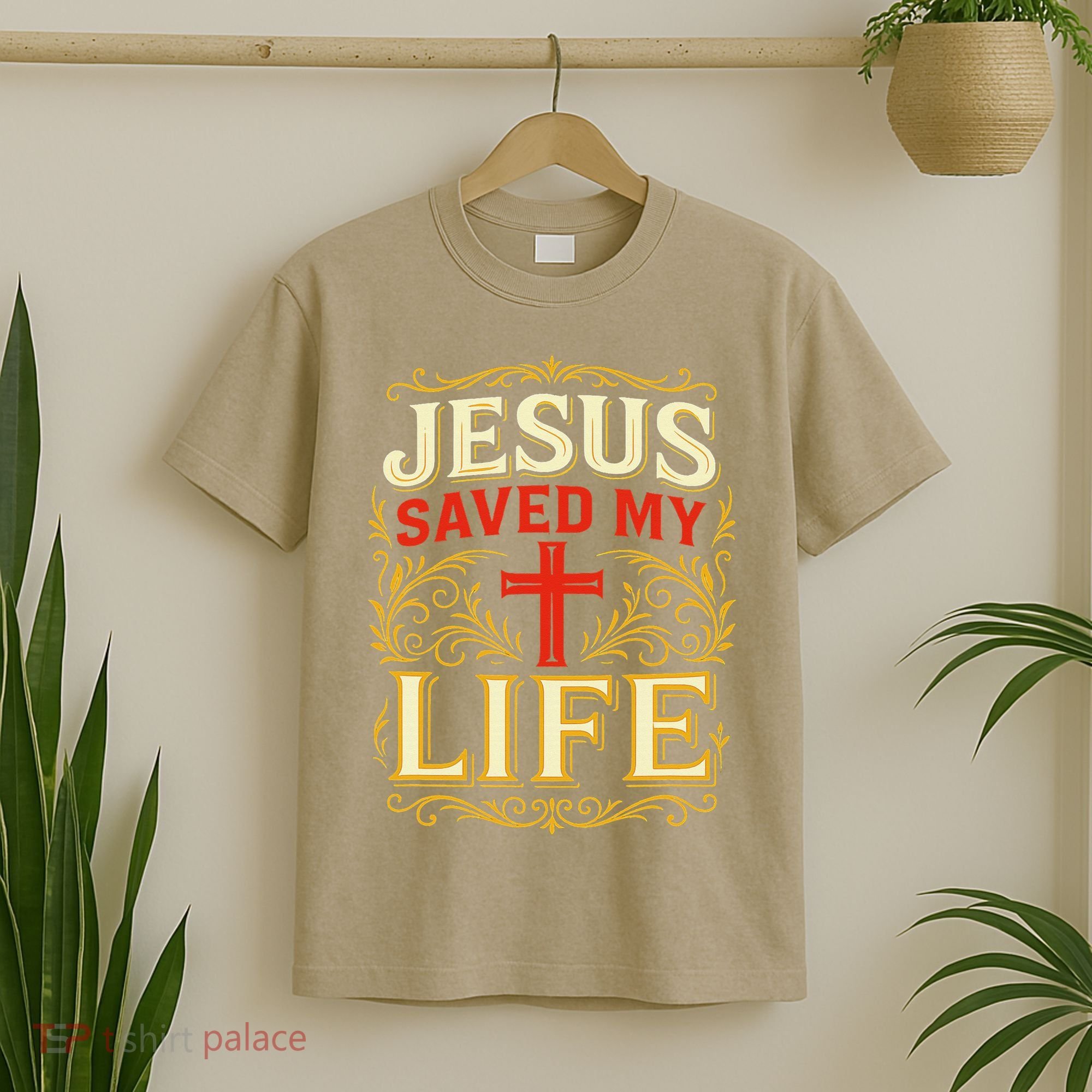 Jesus Saved My Life Bold Art Christian Faith Statement T-Shirt