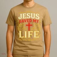 Jesus Saved My Life Bold Art Christian Faith Statement T-Shirt thumb 3