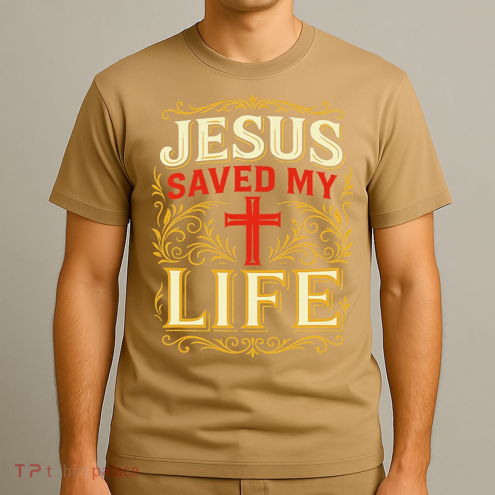 Jesus Saved My Life Bold Art Christian Faith Statement T-Shirt