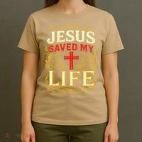 Jesus Saved My Life Bold Art Christian Faith Statement T-Shirt thumb 4