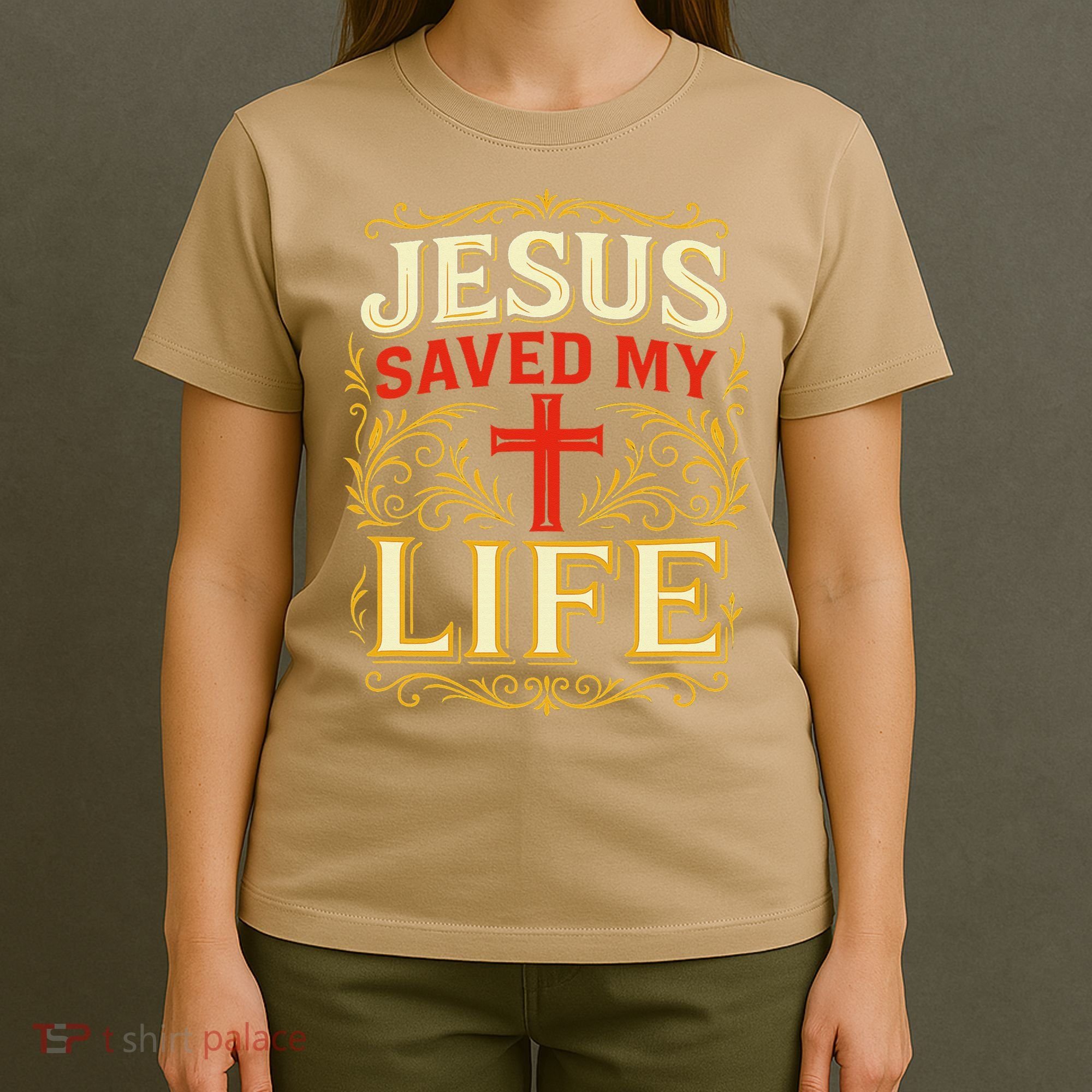 Jesus Saved My Life Bold Art Christian Faith Statement T-Shirt