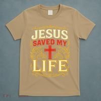Jesus Saved My Life Bold Art Christian Faith Statement T-Shirt thumb 5