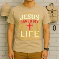 Jesus Saved My Life Bold Art Christian Faith Statement T-Shirt thumb 6