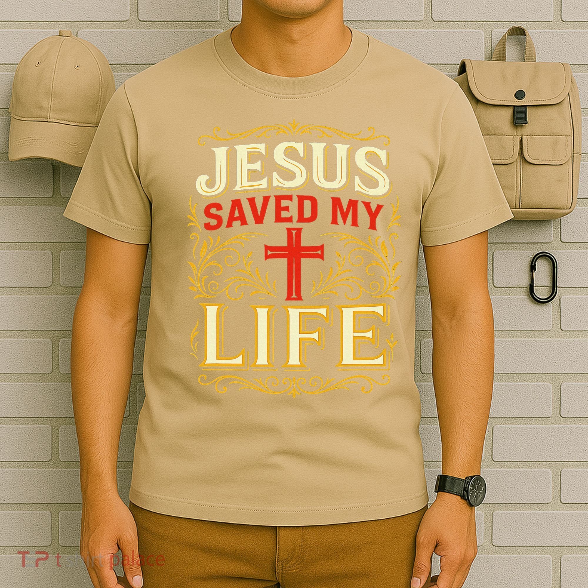 Jesus Saved My Life Bold Art Christian Faith Statement T-Shirt