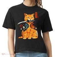 Japanese Samurai Ninja Cat Kawaii Anime Comfort Colors Boxy T-Shirt thumb 0