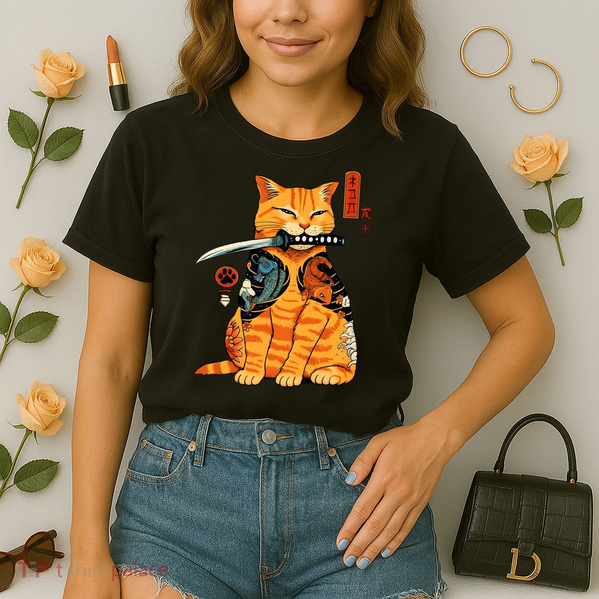 Japanese Samurai Ninja Cat Kawaii Anime Comfort Colors Boxy T-Shirt