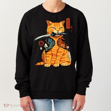Japanese Samurai Ninja Cat Kawaii Anime Women's Sweatshirt