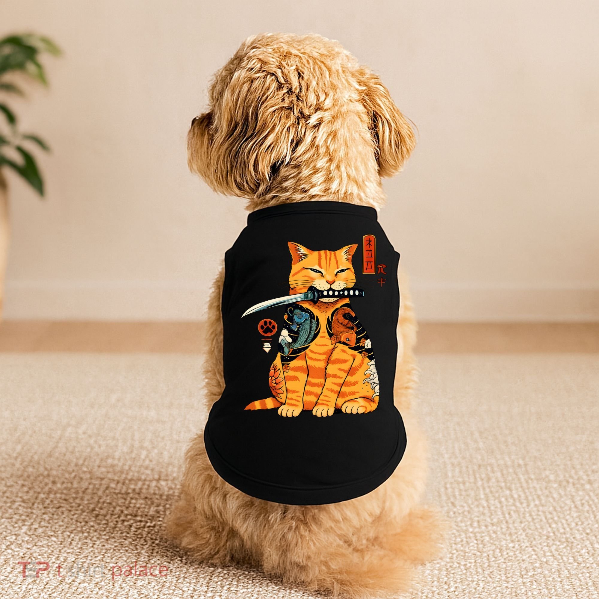 Japanese Samurai Ninja Cat Kawaii Anime Doggie Tank