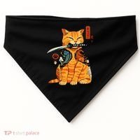 Japanese Samurai Ninja Cat Kawaii Anime USA-Made Doggie Bandana thumb 0