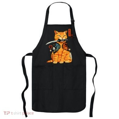 Japanese Samurai Ninja Cat Kawaii Anime Apron