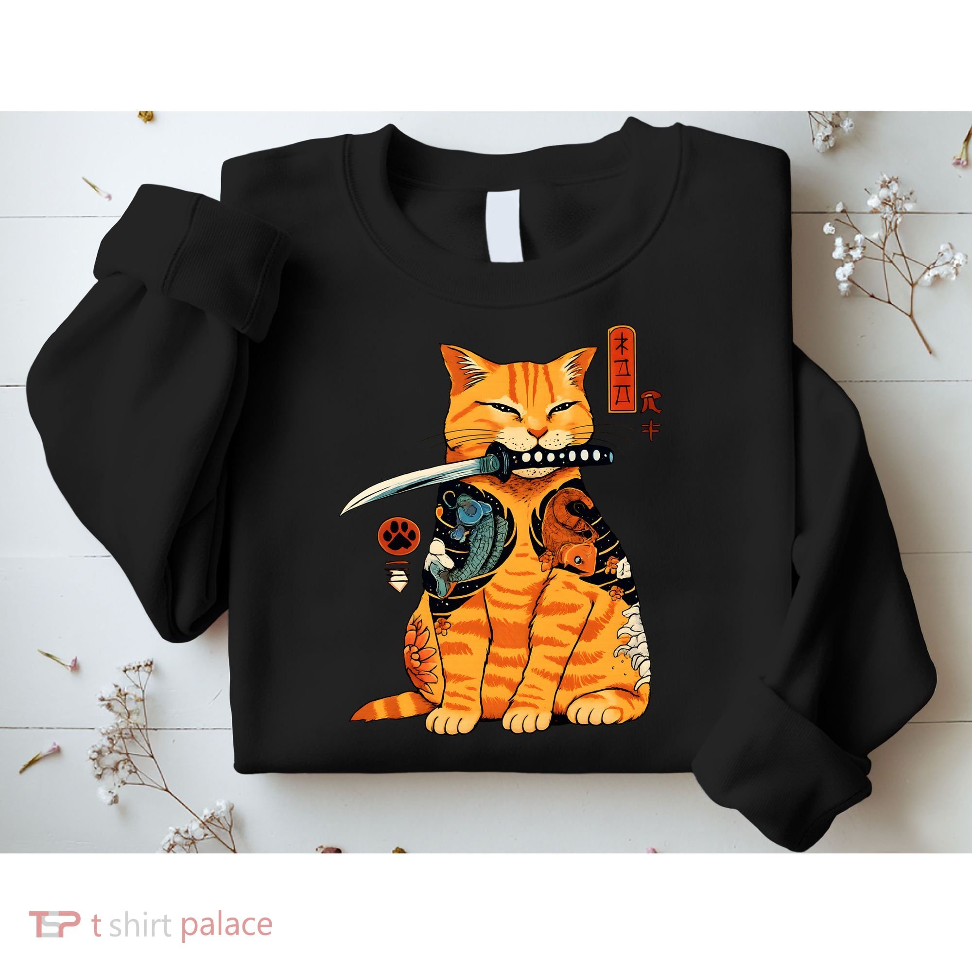 Japanese Samurai Ninja Cat Kawaii Anime Sweatshirt