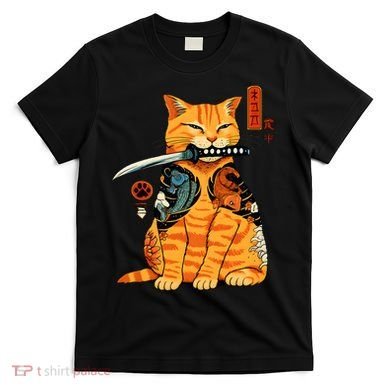 Japanese Samurai Ninja Cat Kawaii Anime T-Shirt