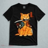 Japanese Samurai Ninja Cat Kawaii Anime T-Shirt thumb 5