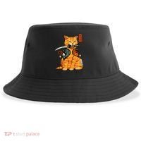 Japanese Samurai Ninja Cat Kawaii Anime Sustainable Bucket Hat thumb 0