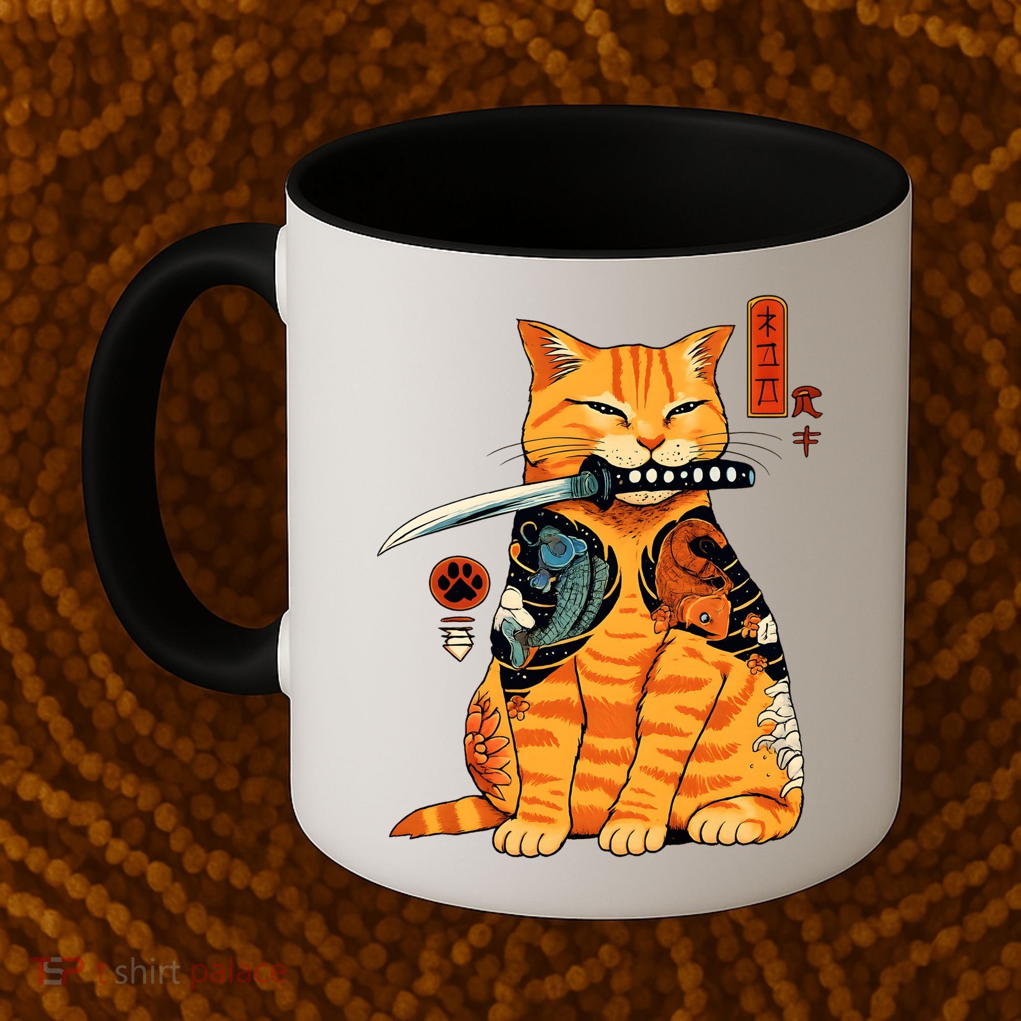 Japanese Samurai Ninja Cat Kawaii Anime Coffee Mug