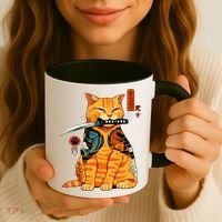 Japanese Samurai Ninja Cat Kawaii Anime Coffee Mug thumb 3