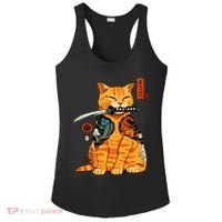 Japanese Samurai Ninja Cat Kawaii Anime Ladies PosiCharge Competitor Racerback Tank thumb 0