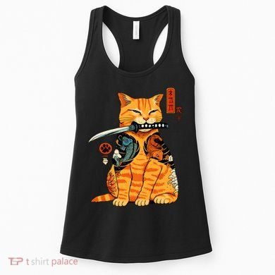 Japanese Samurai Ninja Cat Kawaii Anime Women's Tank Top