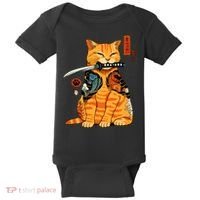 Japanese Samurai Ninja Cat Kawaii Anime Baby Bodysuit thumb 0