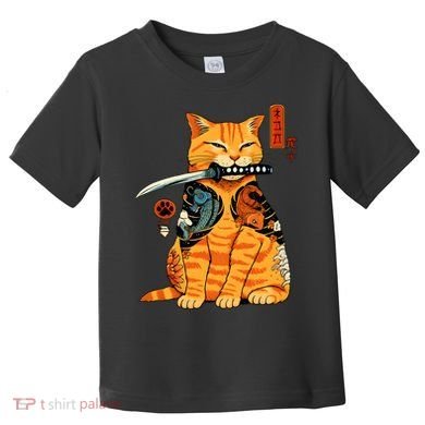 Japanese Samurai Ninja Cat Kawaii Anime Toddler T-Shirt