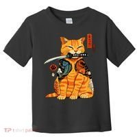 Japanese Samurai Ninja Cat Kawaii Anime Toddler T-Shirt thumb 0
