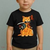 Japanese Samurai Ninja Cat Kawaii Anime Toddler T-Shirt thumb 2
