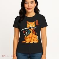 Japanese Samurai Ninja Cat Kawaii Anime Women's T-Shirt thumb 4