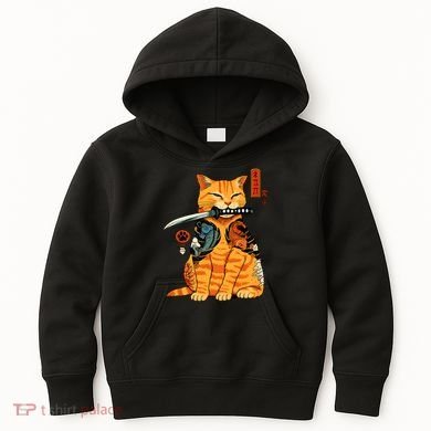 Japanese Samurai Ninja Cat Kawaii Anime Kids Hoodie