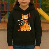 Japanese Samurai Ninja Cat Kawaii Anime Kids Hoodie thumb 3