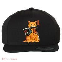 Japanese Samurai Ninja Cat Kawaii Anime Wool Snapback Cap thumb 0