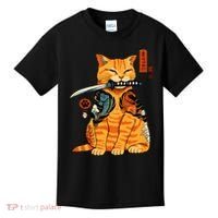 Japanese Samurai Ninja Cat Kawaii Anime Kids T-Shirt thumb 0