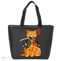 Japanese Samurai Ninja Cat Kawaii Anime Tote Bag thumb 0