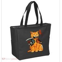 Japanese Samurai Ninja Cat Kawaii Anime Tote Bag thumb 2