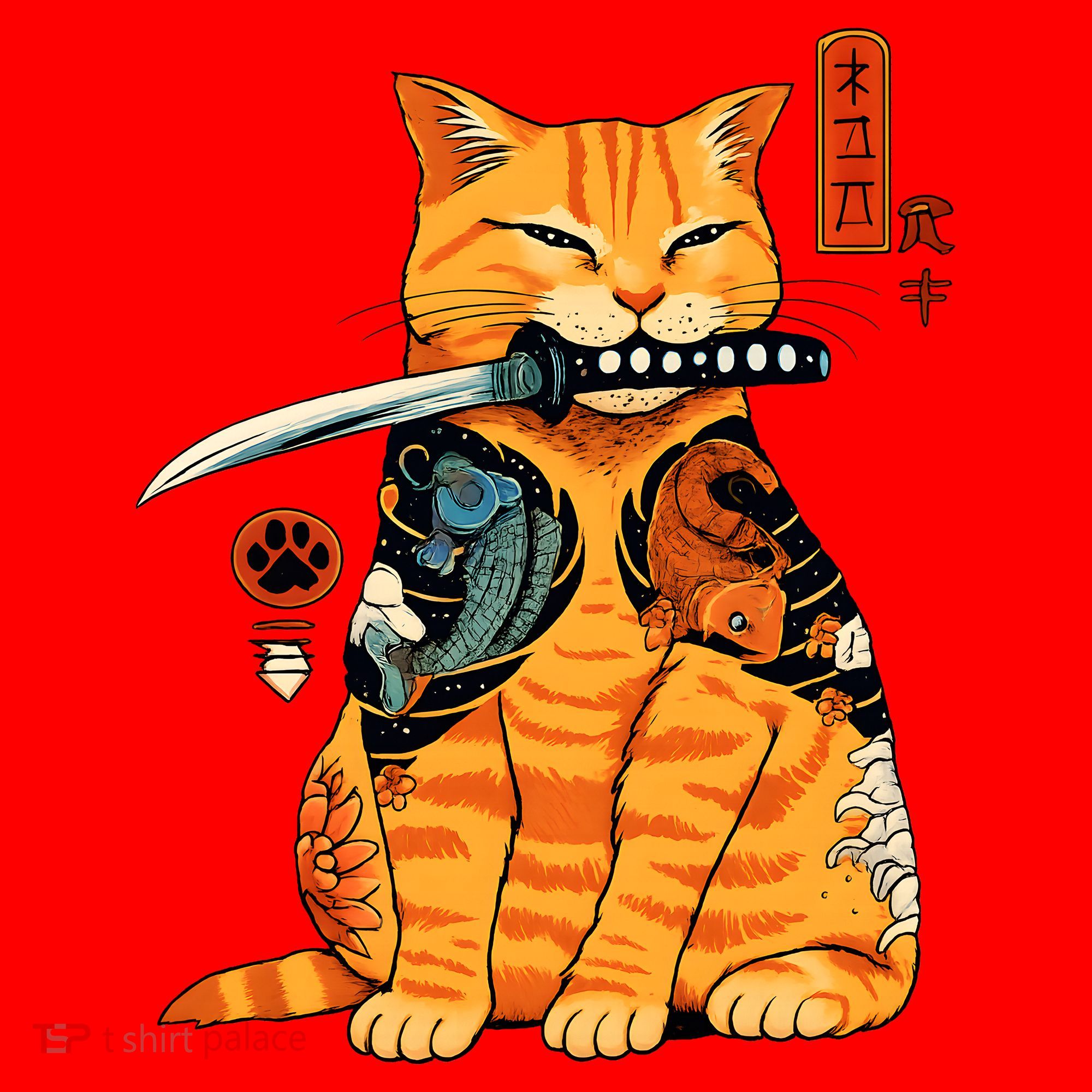 Japanese Samurai Ninja Cat Kawaii Anime Santa Hat