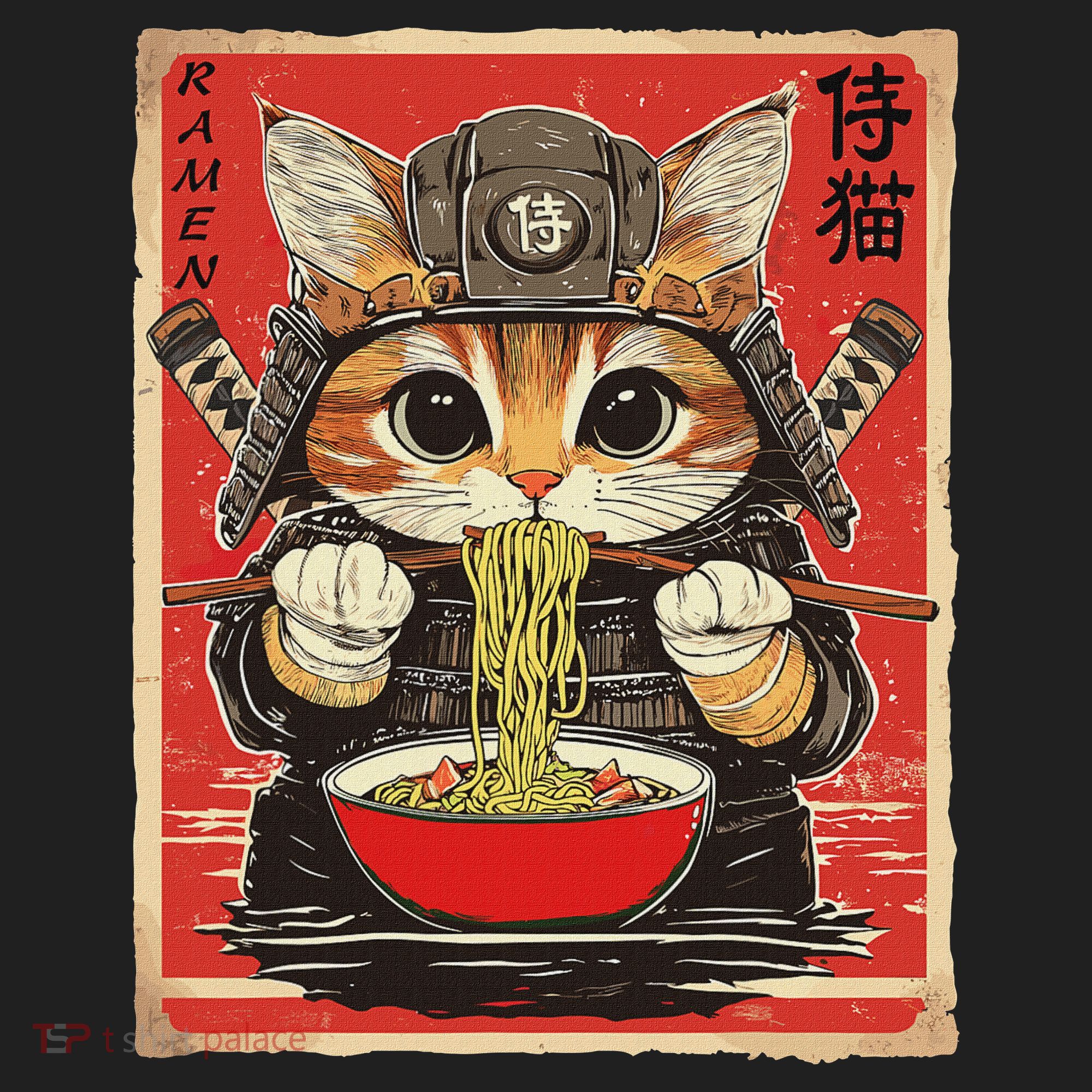 Japanese Samurai Ninja Cat Eating Ramen Women's Sweatshirt