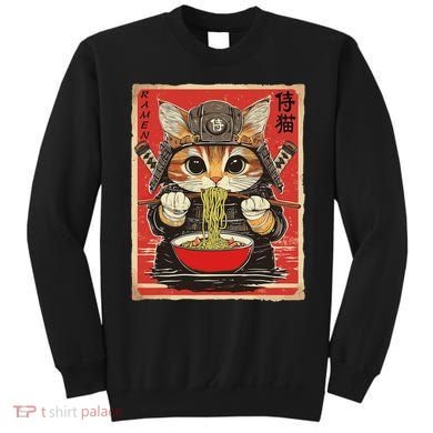 Japanese Samurai Ninja Cat Eating Ramen Sweatshirt